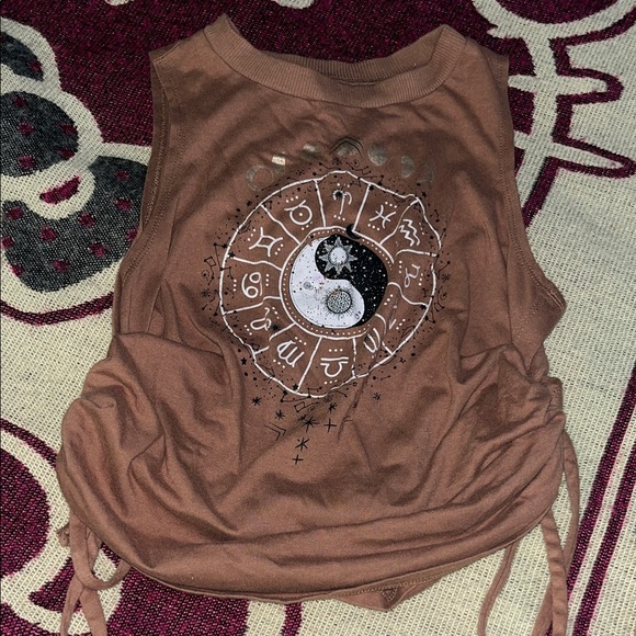Brown Sleeveless Top with Astrological Design - Picture 1 of 1
